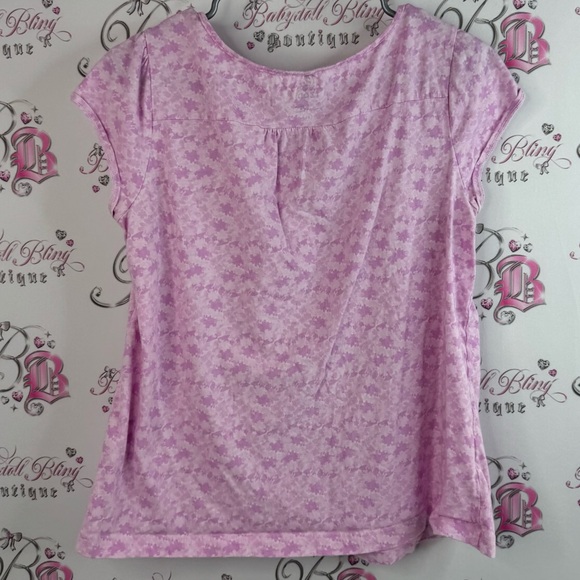 Izod tshirt milkmaid water color tie dye style buttons Light Purple pink Blouse - Picture 2 of 11